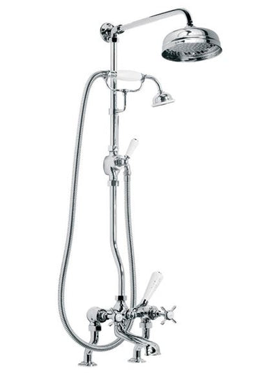 Lefroy Brooks LB1701 Classic Bath Shower Mixer with Riser, Lever Diverter, Hand Shower and 8 inch Rose Shower Head