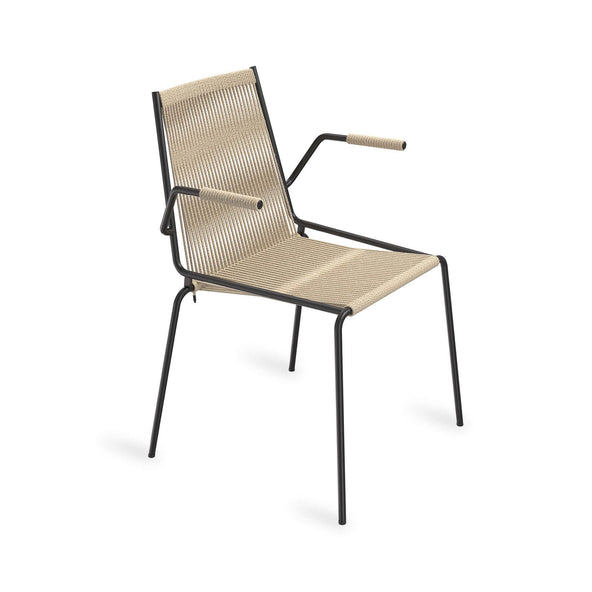 Outlet Thorup Copenhagen Noel Chair - with armrests - Nature linen with black legs