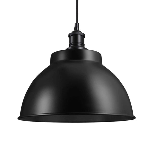 Ex-Display Industville Brooklyn Dome Pendant Light - Traditional Fittings - Large, Black Shade, Black Fitting