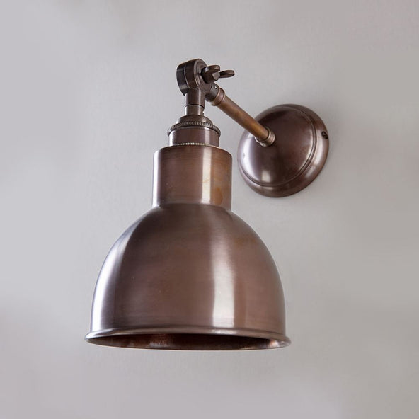 Ex-Display Old School Electric Churchill Wall Light with Metal Shade - Unswitched, Antique Brass