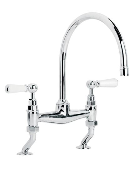 Lefroy Brooks WL1517 Classic Bridge Mixer with White Lever Handles