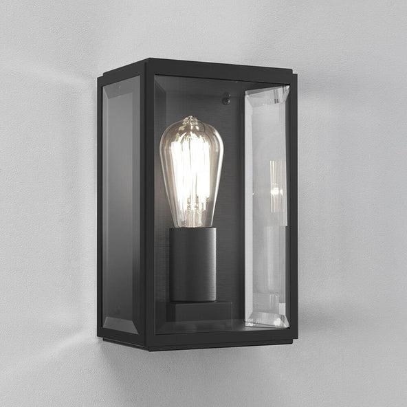 Ex-Display Homestead exterior box light - 160, Black with clear glass