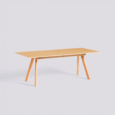 Outlet HAY CPH 30 Large Extendable Dining Table - Lacquered Oak Frame & Top, 2 Black Linoleum Extension Leaves