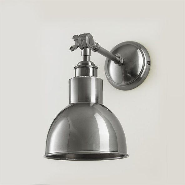 Ex-Display Old School Electric Churchill Wall Light with Metal Shade - Unswitched, Antique Silver