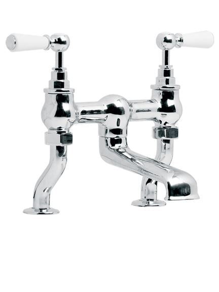 Lefroy Brooks WL1107 Classic Bath Filler with White Lever Handles
