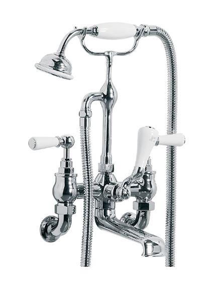Lefroy Brooks WL1166 Classic Wall Mounted Bath Shower Mixer with White Lever Handles
