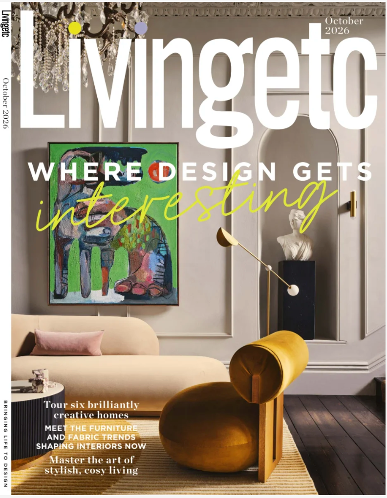 The cover of O2026 edition of Livingetc Magazine showing  a bright red dining space where colour is the ultimate focus of the magazine
