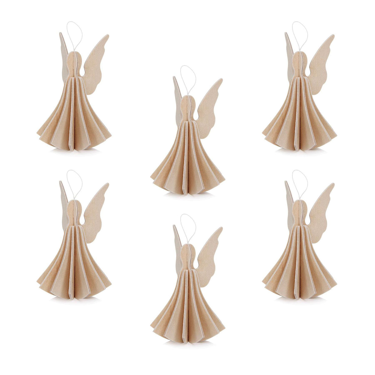 Lovi Wooden Angels Decoration - Height : 6.5cm, Set of 6