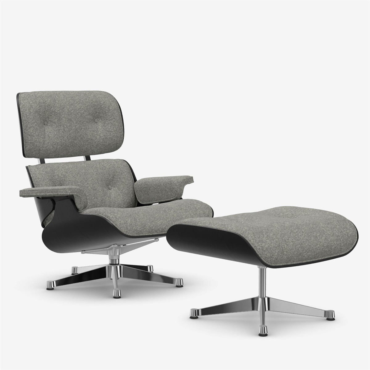 Vitra Eames Contemporary Lounge Chair and Footstool in Black Chestnut