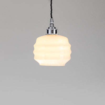 Old School Electric Deco Opal Glass Pendant