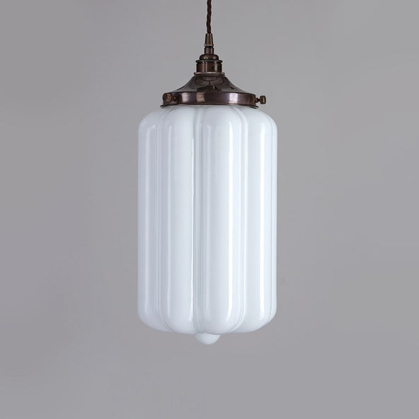 Outlet Old School Electric Ellington Pendant Light : Opal Glass, Antique Brass, Brown Cable