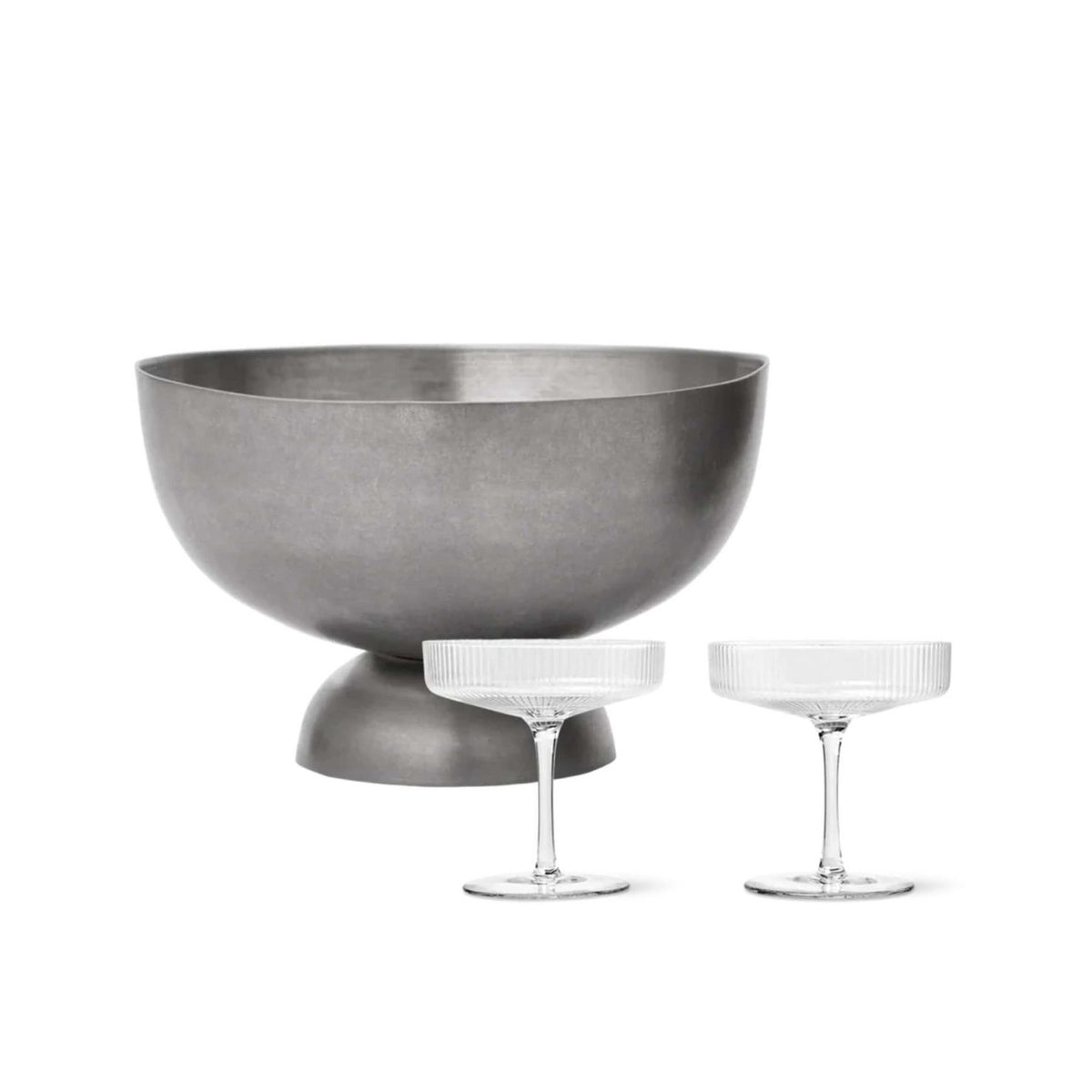 Ferm Living Ripple Champagne Saucers & Tumbled Champagne Cooler Gift Set