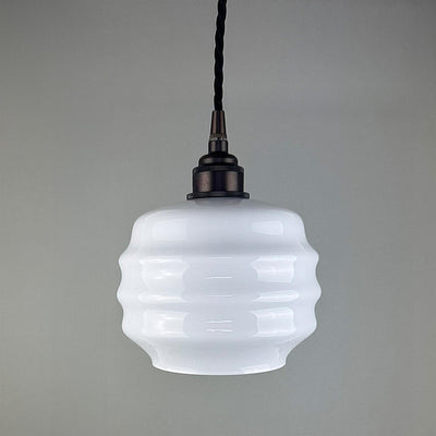 Old School Electric Deco Opal Glass Pendant
