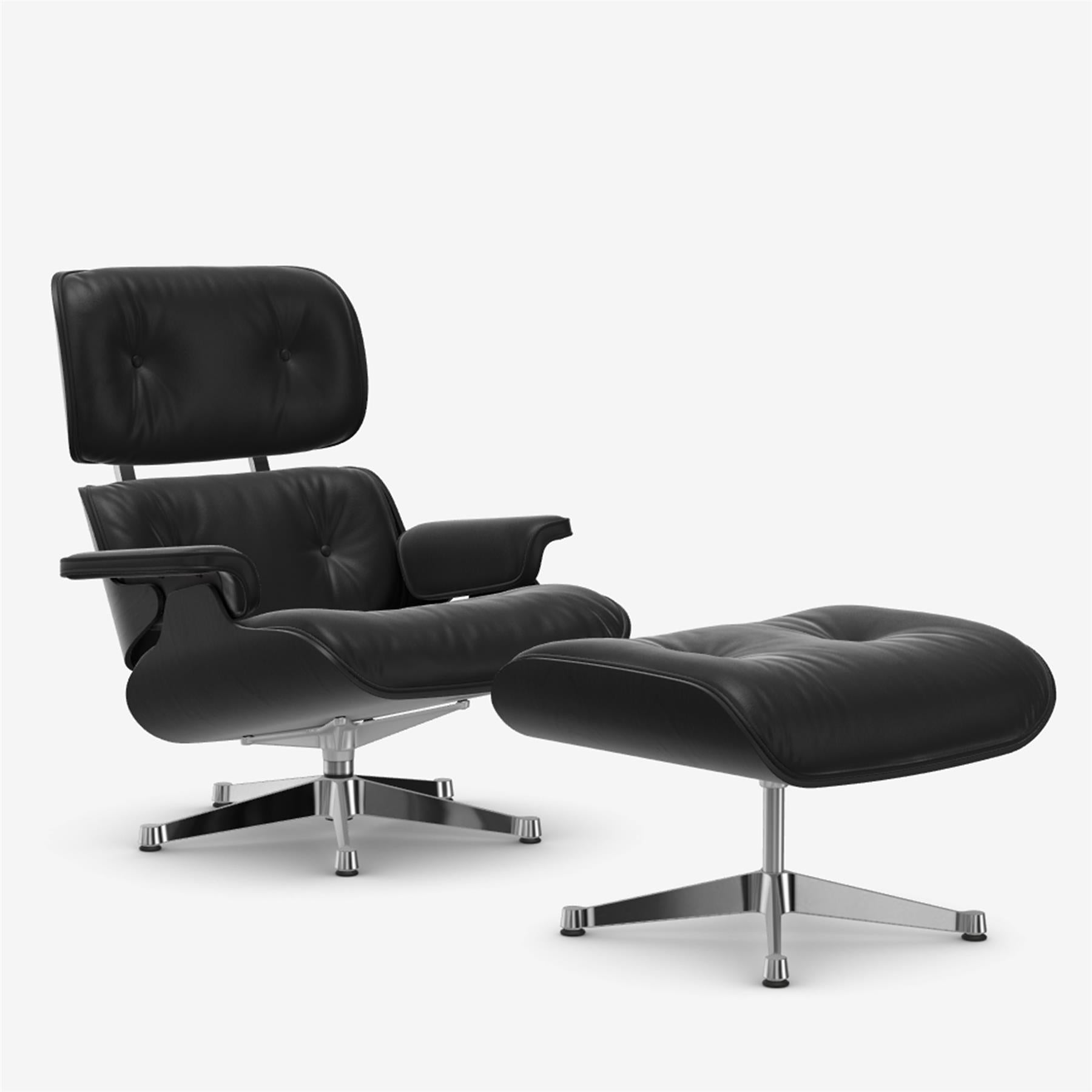 Vitra Eames Contemporary Lounge Chair and Footstool in Black Chestnut