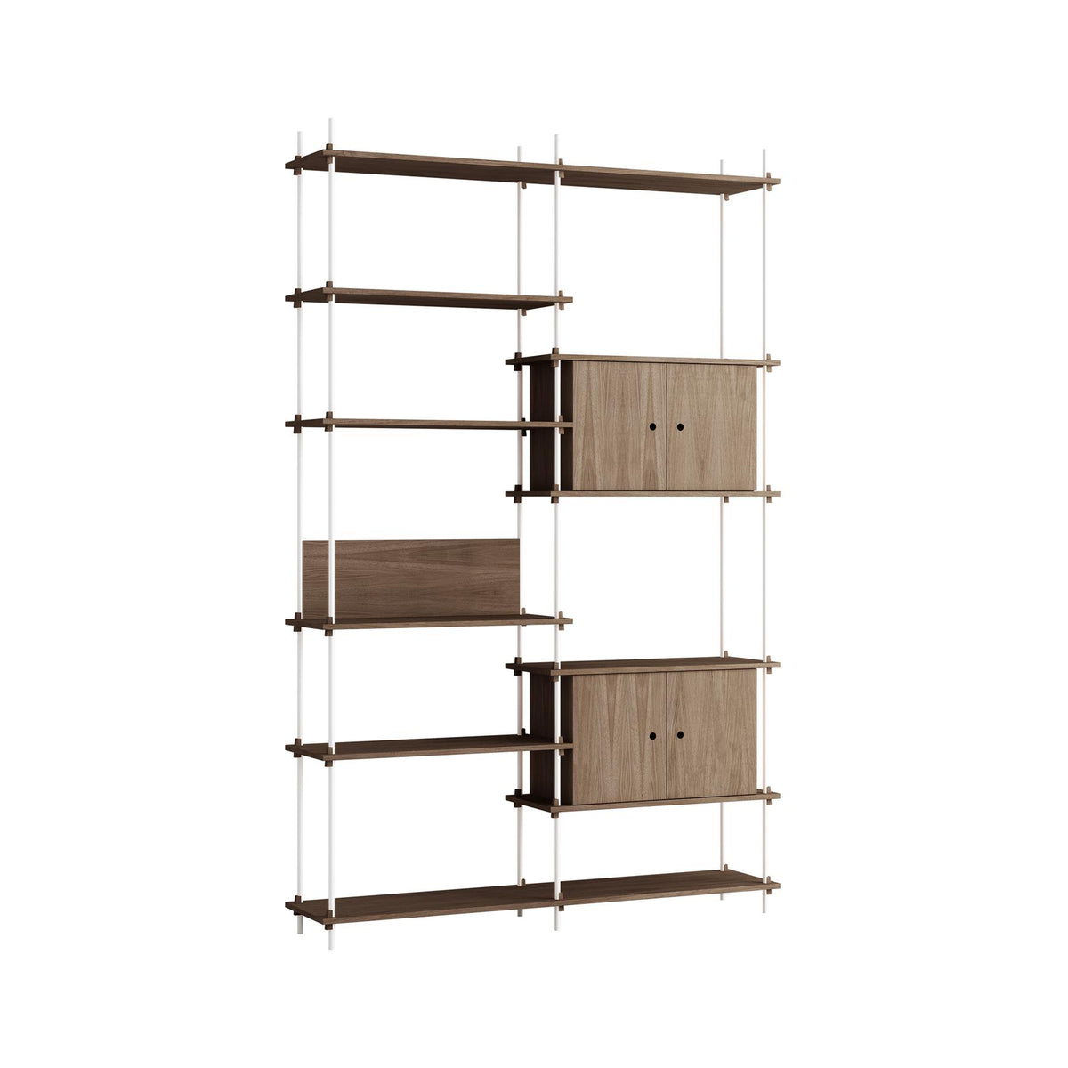 MOEBE Double Shelving System with 2 Cabinets and L Shelf