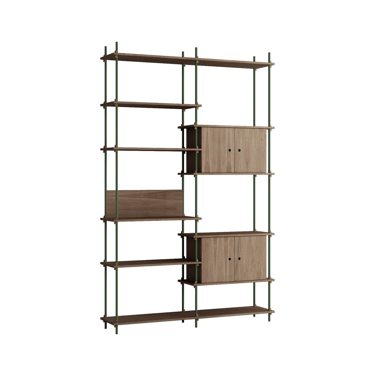 MOEBE Double Shelving System with 2 Cabinets and L Shelf