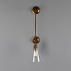 Mullan Lighting Rigale Industrial Pulley Wall Light with Stepped Glass Lamp Shade