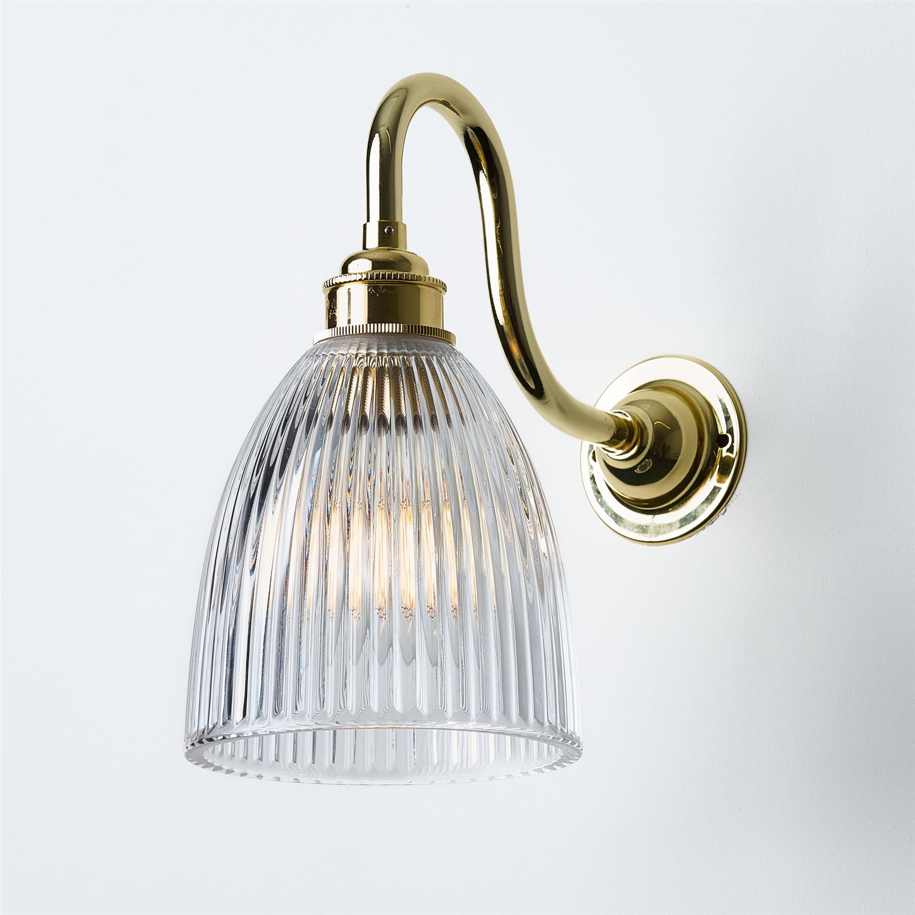 Old School Electric Elongated Prismatic Swan Arm Wall Light : Bathroom Version