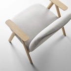 Treku Leku Armchair, Wood Frame, Upholstered in Granit-Crevin
