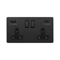 Soho Lighting Camden Collection Matt Black 13A 2 Gang Socket with a USB-A and USB-C Port