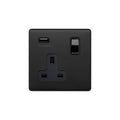 Soho Lighting Camden Collection Matt Black 13A 1 Gang SP Socket with USB-A