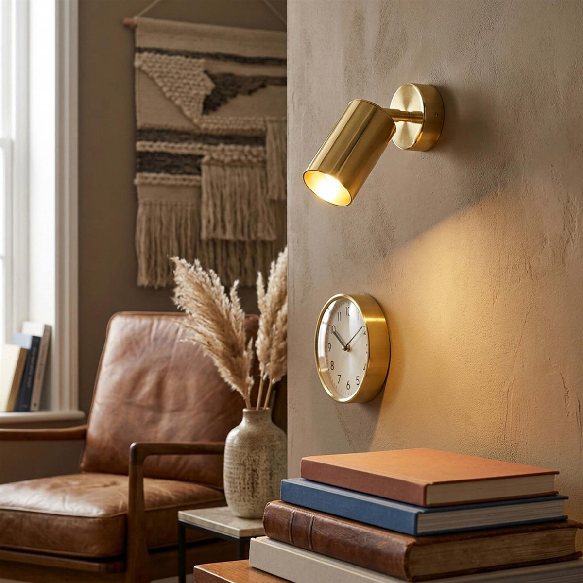 Mullan Lighting Evanston Directional Brass Wall Spotlight
