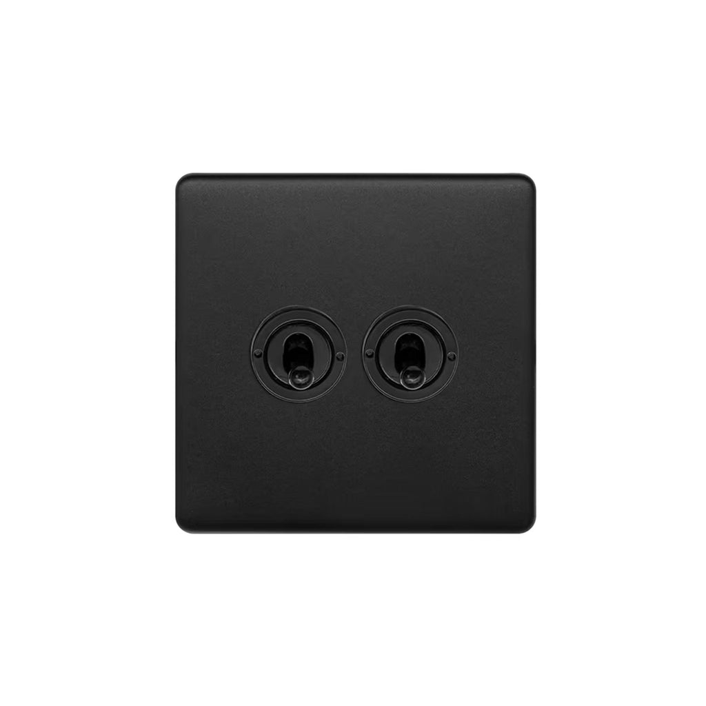 Soho Lighting Camden Collection Matt Black 20A 2 Gang Intermediate Toggle Switch