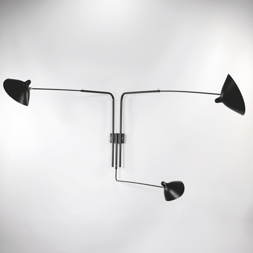 Serge Mouille Applique Pivotants 3 Rotating Straight Arms Wall Lamp