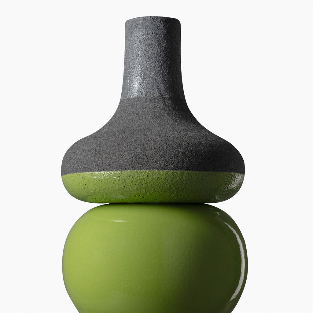 Bitossi Vaso Serie Lava Smalto Verde M. A Fasce