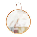 Circular mirror with leather strap