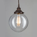 Outlet Old School Electric Globe Blown Glass Pendant Light - Antique Brass, Large : 30cm