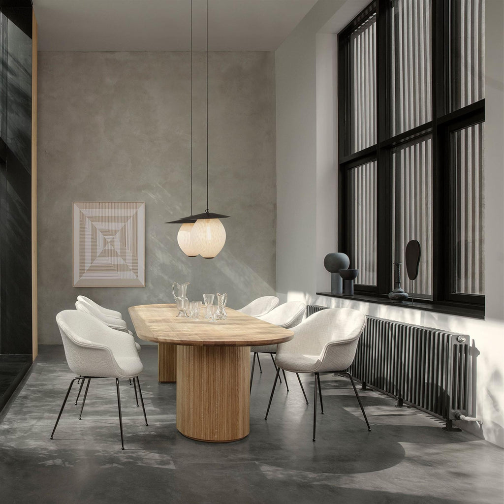 GUBI Bat Dining Chair with Front Upholstery and Conic Base