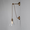 Mullan Lighting Rigale Industrial Pulley Wall Light with Stepped Glass Lamp Shade