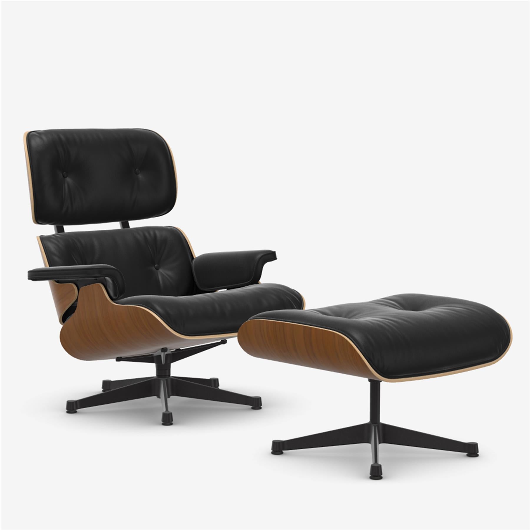 Vitra Eames Contemporary Lounge Chair and Footstool in Natural Walnut