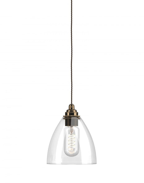 Outlet Fritz Fryer Ledbury Pendant Light - Medium, Clear, Antique Brass