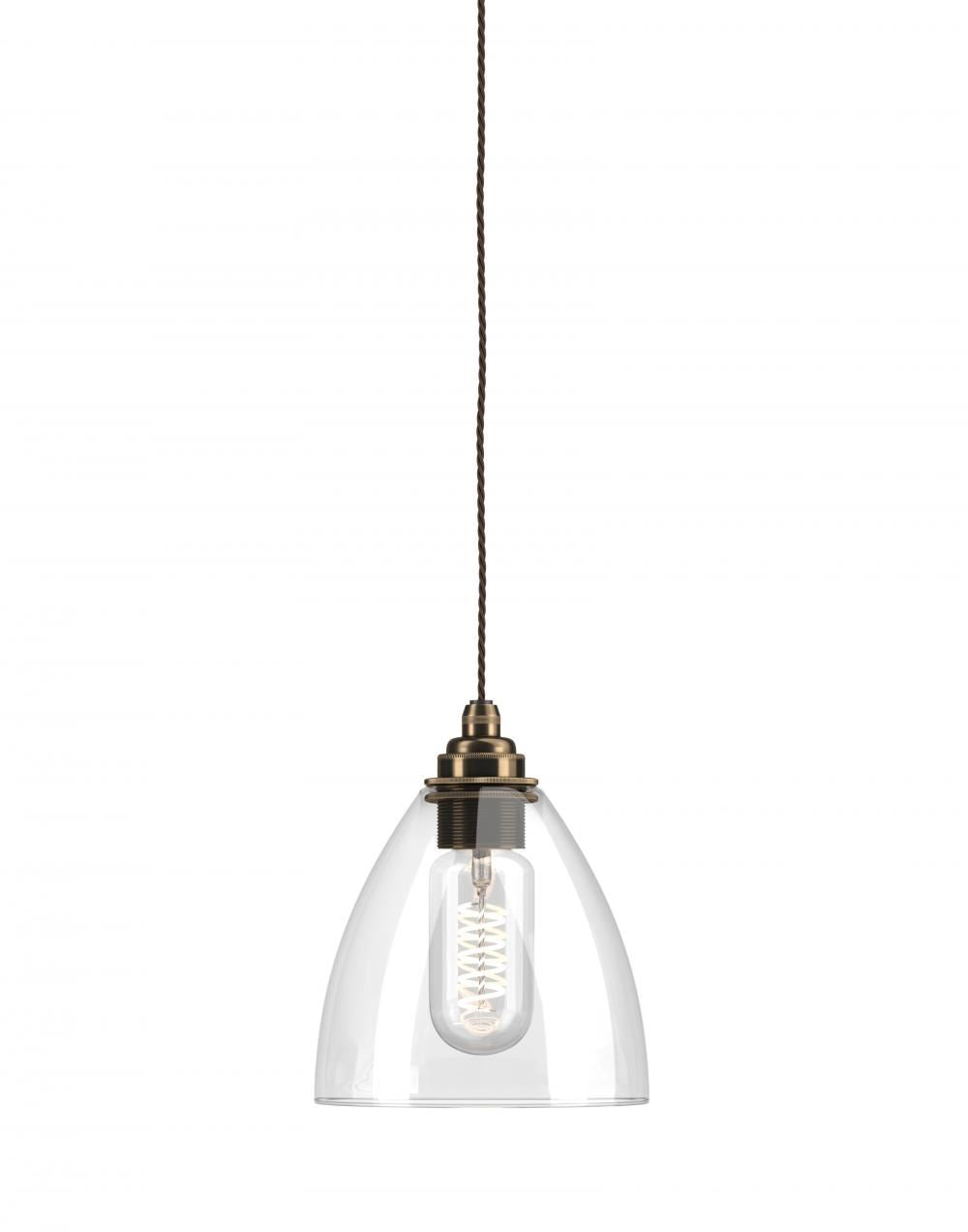 Outlet Fritz Fryer Ledbury Pendant Light - Medium, Clear, Antique Brass