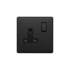 Soho Lighting Camden Collection Matt Black 13A 1 Gang Switched Socket