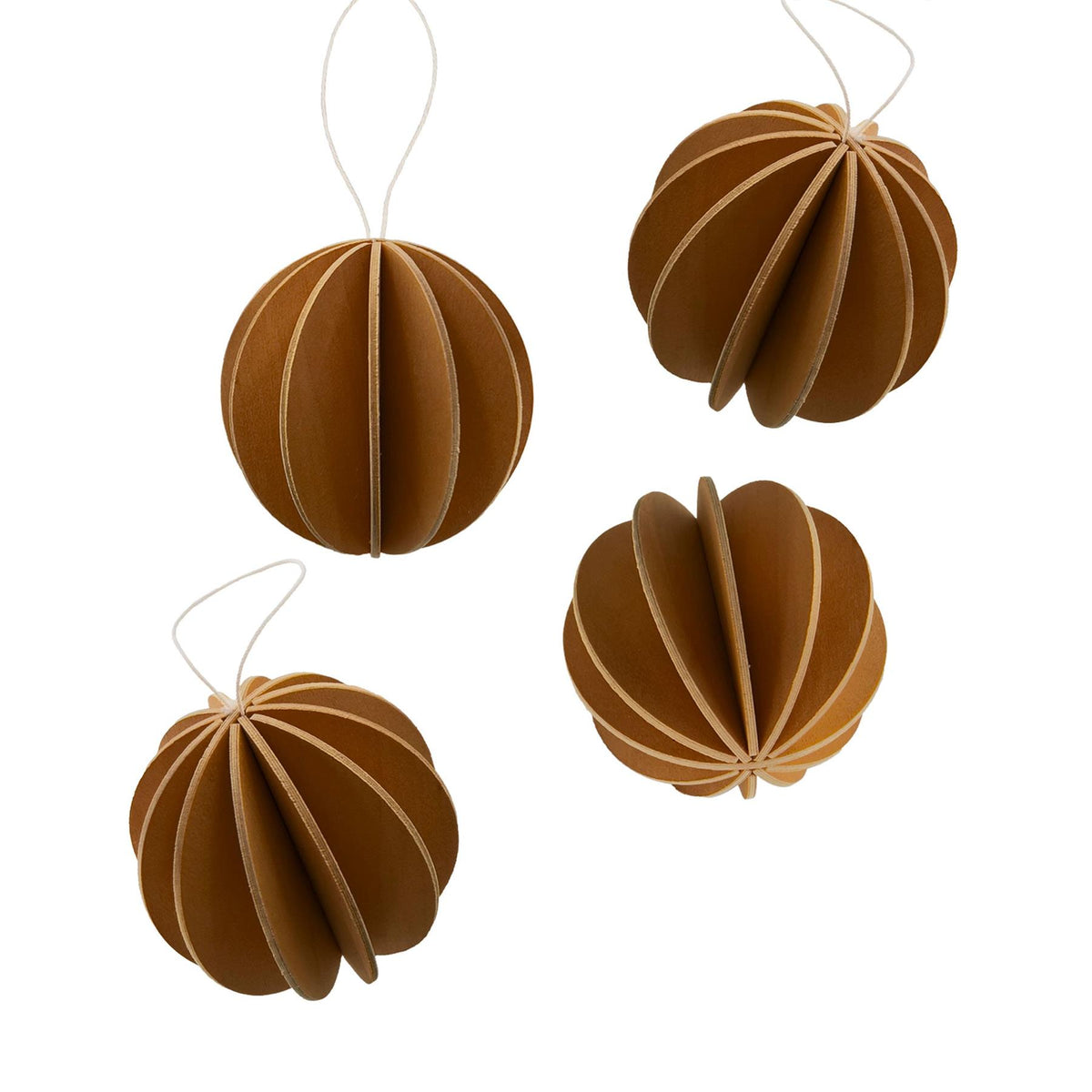 Lovi Wooden Christmas Baubles- Diameter : 6cm, Set of 4