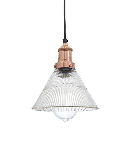 Industville Brooklyn Ribbed Glass Pendant Light