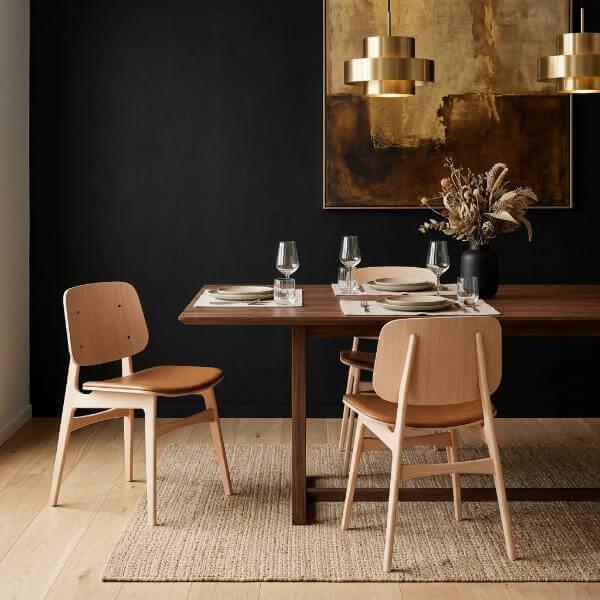 Fredericia Soborg Wood Base Chair with Upholstered Seat