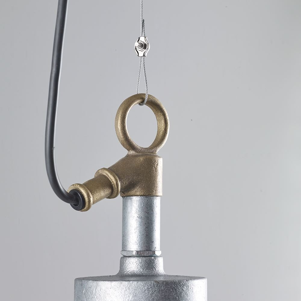 Davey Well Glass Pendant Light, Galvanised
