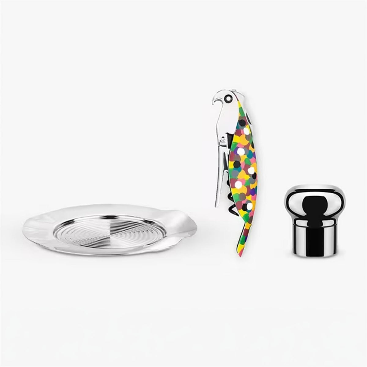 Alessi Parrot Corkscrew & Wine Bottle Stopper Gift Set