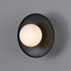 Mullan Lighting Aosta Brass Disc Bathroom Wall Light with Glass Globe