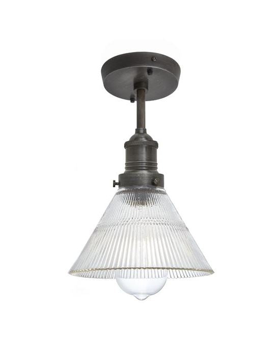 Industville Brooklyn Ribbed Glass Flush Mount Ceiling Light