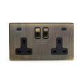 Soho Lighting Charterhouse Collection Antique Brass 13A 2 Gang with Dual USB-C