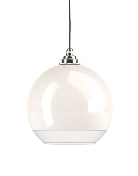 Outlet Fritz Fryer Hereford Pendant Light - White Glass - Nickel