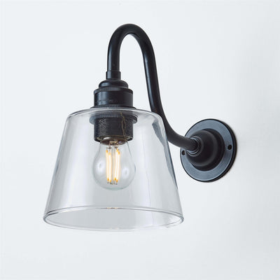 Old School Electric Tapered Wall Light : Swan Arm : Bathroom Version