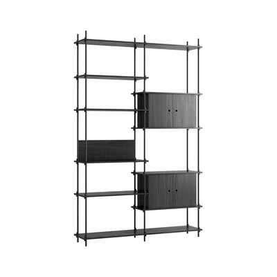 MOEBE Double Shelving System with 2 Cabinets and L Shelf