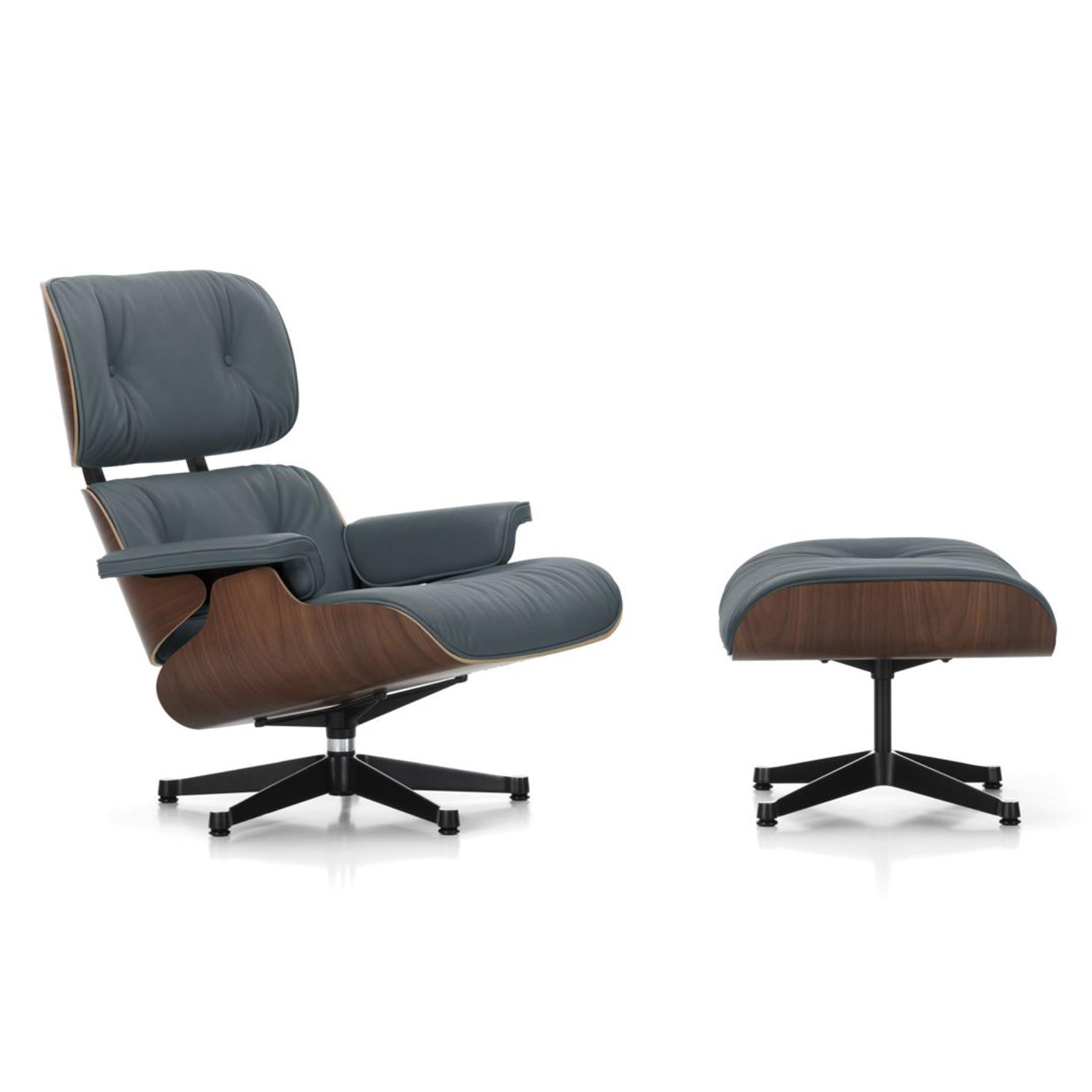 Vitra Eames Contemporary Lounge Chair and Footstool in Dark Walnut