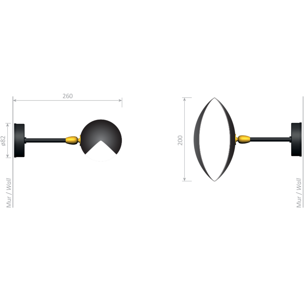 Serge Mouille Petite Applique Oeil Wall Lamp